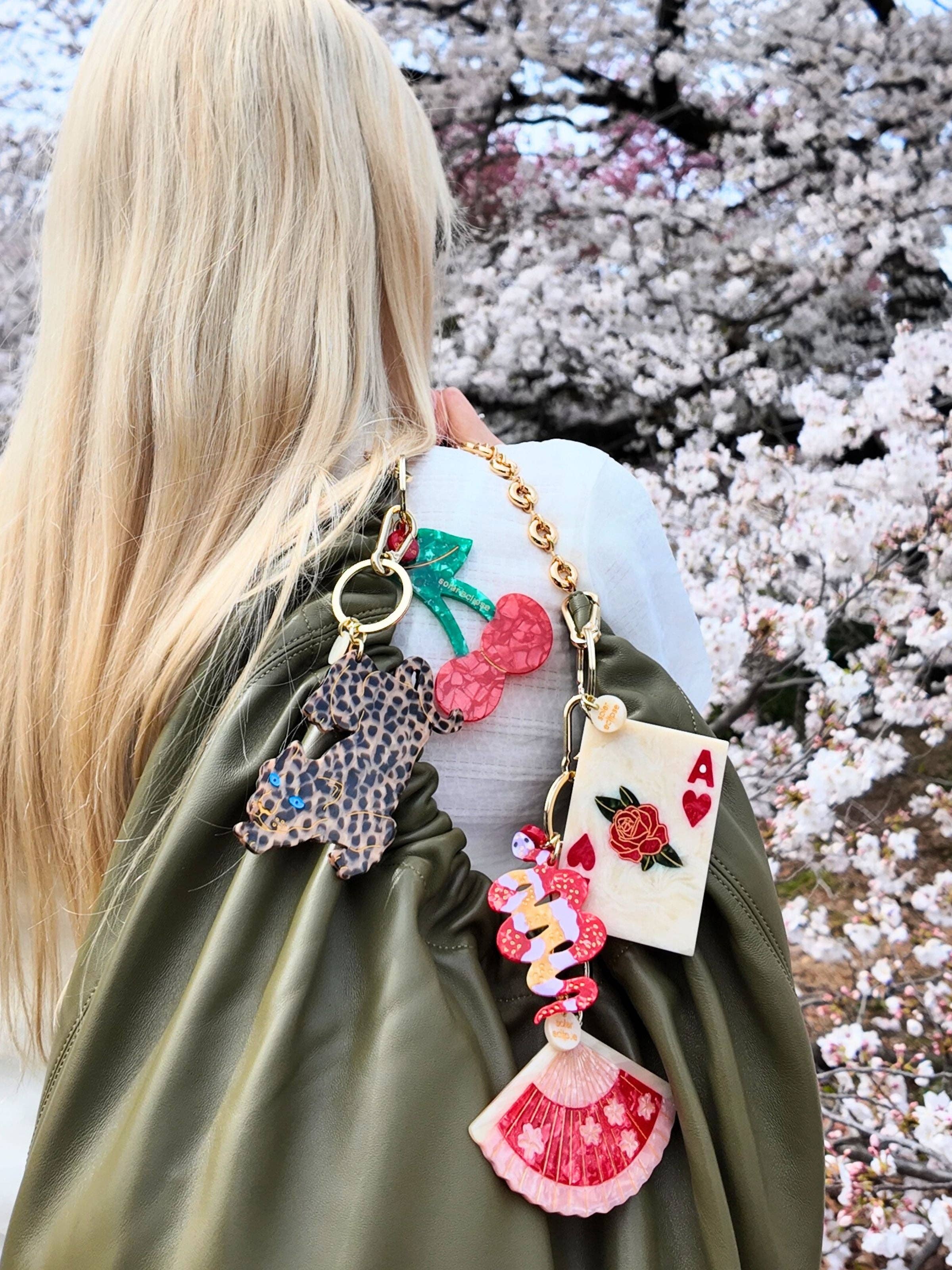 Hand-painted Cherry Bag Charm & Keychain | Eco-Friendly