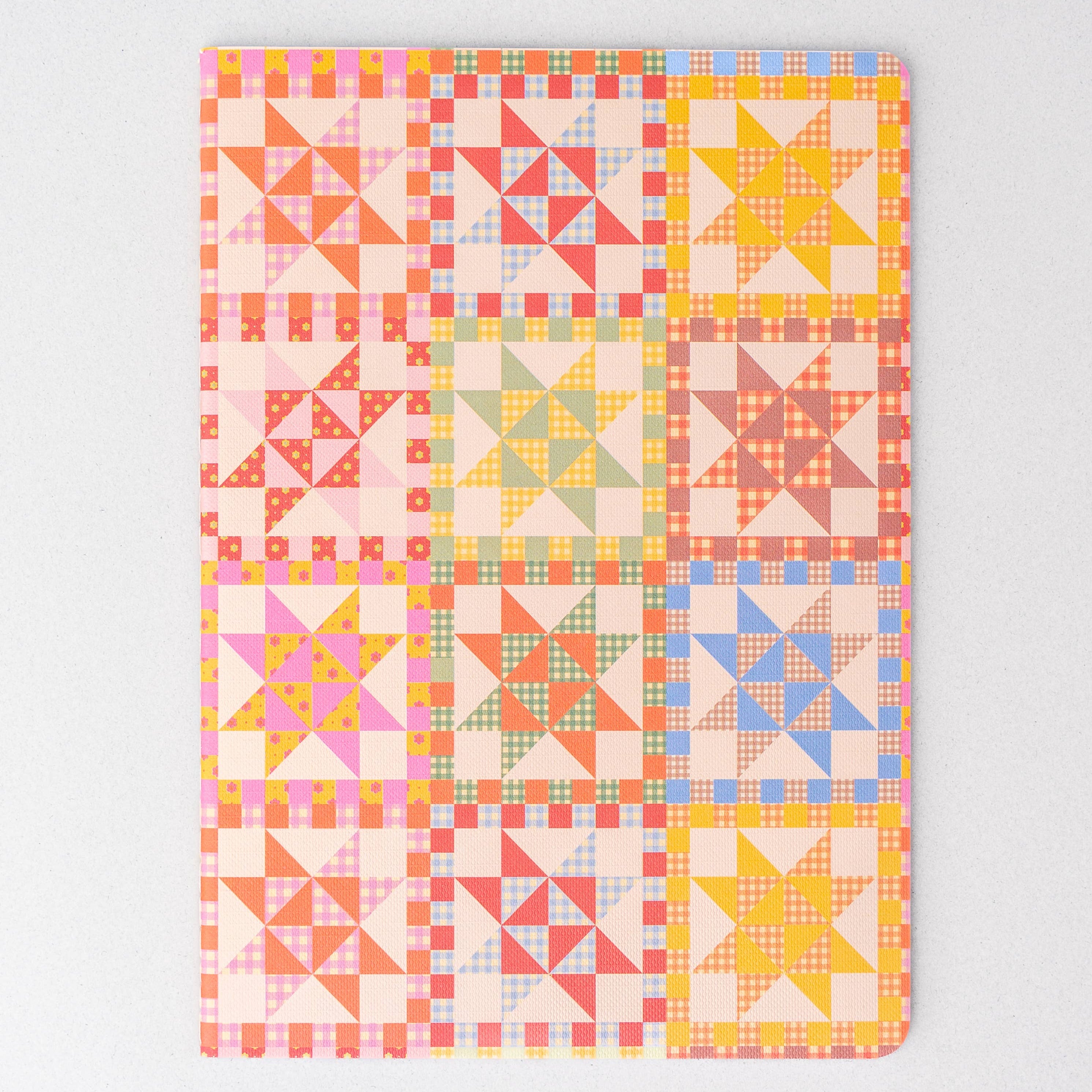 notebook with quilt block print