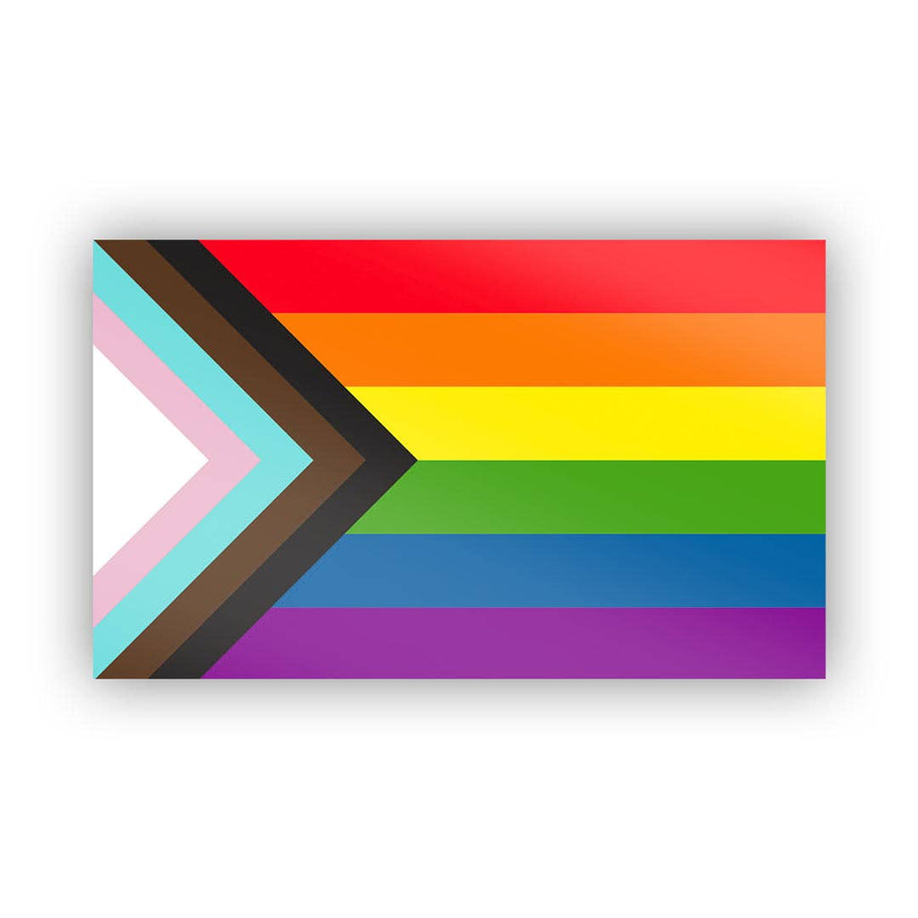 The famous Progress Pride Flag designed by Daniel Quasar, but in the cutest sticker form. Trust us, you'll want a few of these. vinyl stickers ready for sticking on laptops, water bottles, your car, or anywhere else you can think of. 3" x 1.8"