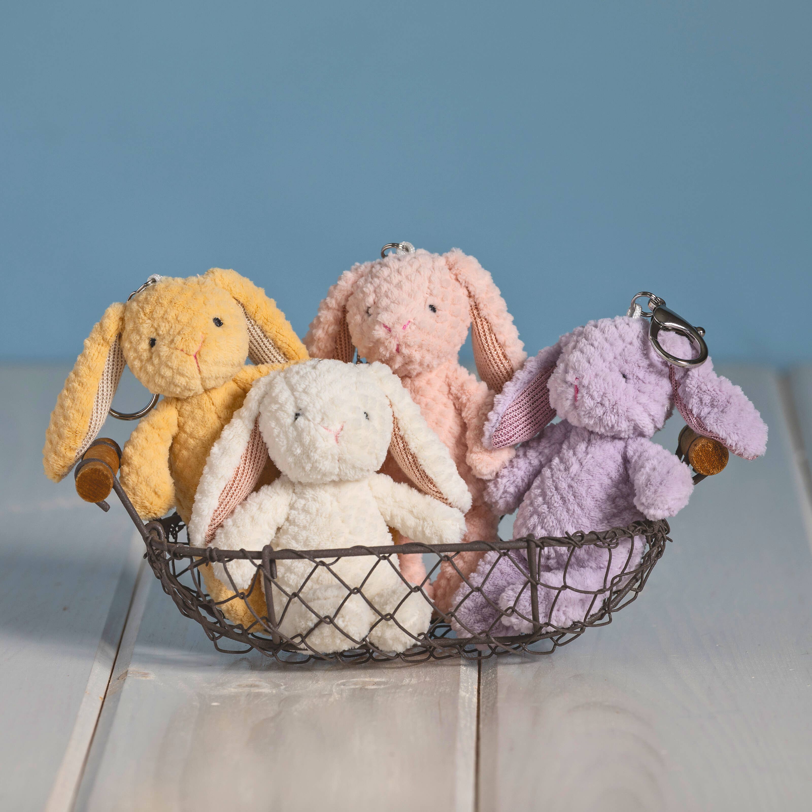 Our Nibbles Bunny Charm Assortment from Mary Meyer is a delightful collection of plush toys, available in four assorted colors. Each bunny is crafted from a textured nubby fabric, giving it a unique and tactile appeal. These toys are a testament to Mary Meyer's commitment to providing high-quality, safe, and loveable companions for children. Perfect for kids of all ages, these bunny charms are more than just toys - they're friends for life. They are a charming blend of quality and creativity.