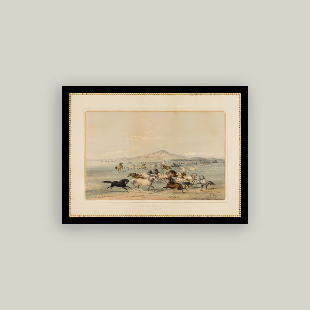 Capture the timeless beauty of nature with this "Field Of Horses Framed Antique Art." Featuring a dark-framed depiction of horses in a peaceful field, this piece evokes a rustic, antique charm that brings warmth to any space. Perfect for adding a supportive, tranquil atmosphere to your home or office, it highlights the graceful presence of horses in a classic style that complements traditional and vintage decor.

Details:

15” x 11”
