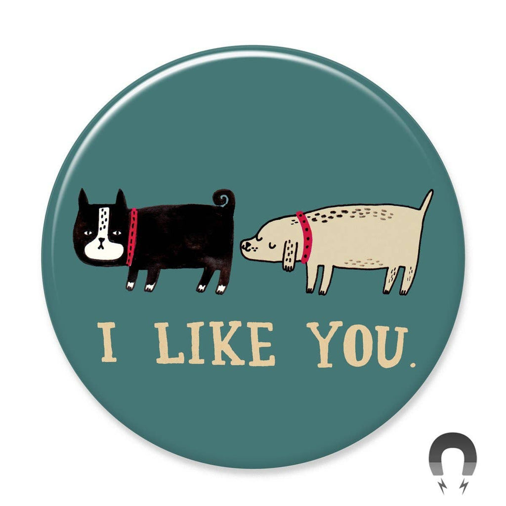 Our I Like You Big Magnet, designed by Gemma Correll, is a charming addition to Badge Bomb's collection. Made from recycled materials, this magnet resonates with a love and romance theme, perfect for everyday use. It's an ideal year-round gift that adds a touch of affection to any magnetic surface.