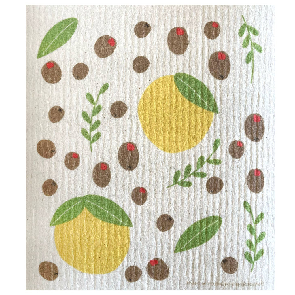 Say goodbye to soggy, smelly dishcloths! This Swedish Dishcloth is here to save the day. Made from innovative Swedish material, it absorbs 20x its weight and dries quickly, keeping your kitchen clean and fresh. Plus with its quirky design, dish duty just got a whole lot more fun!  Olive and Lemon      Measures  7x7.5 inches  Material  70% cellulose 30% cotton. 