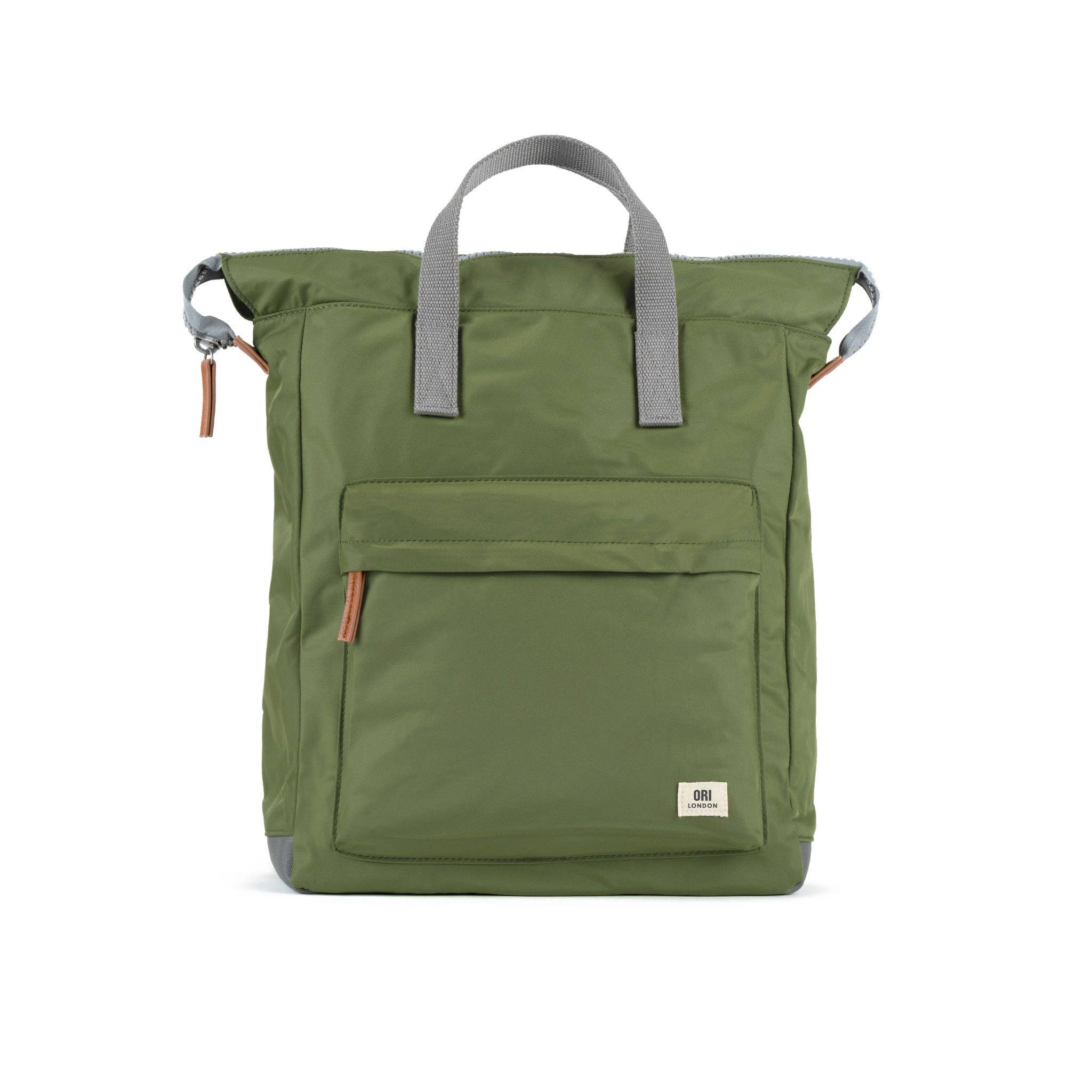 The Bantry is the first, original backpack Ori created with a chunky zip and wide mouth.

Each Bantry can be carried comfortably on your back or by your side with the hand straps. The Bantry features a front pocket closed by a sturdy zip, a secure inside pocket, and a laptop/tablet sleeve inside. Backpack is Avocado