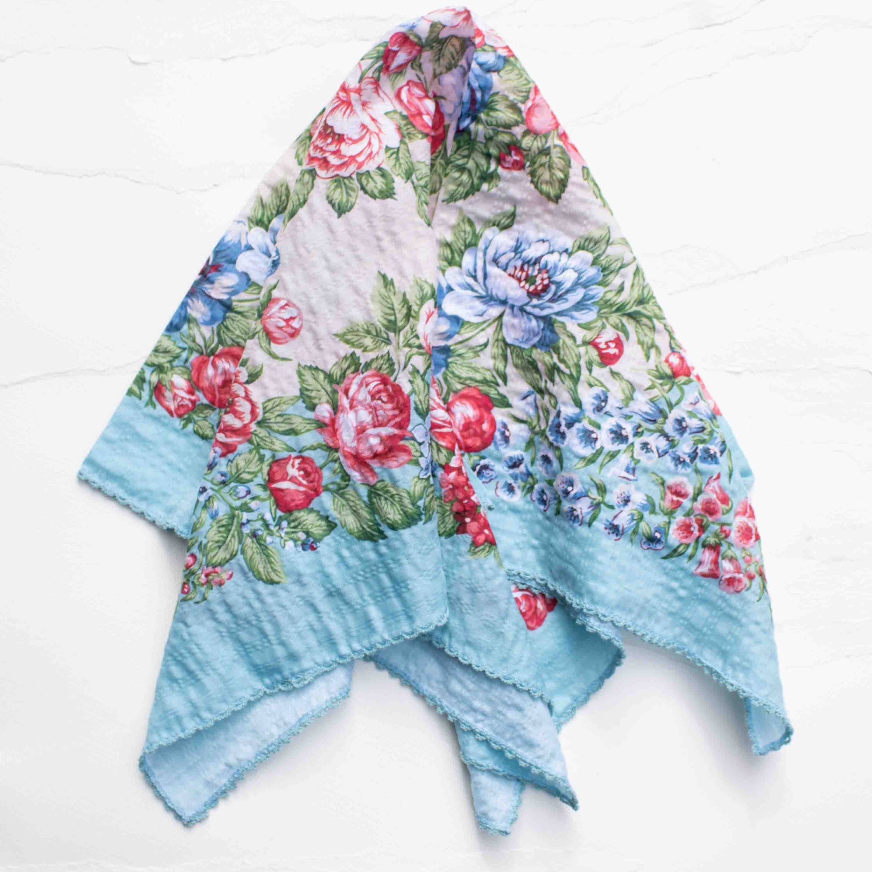 Vintage Garden Floral Square Scarf
