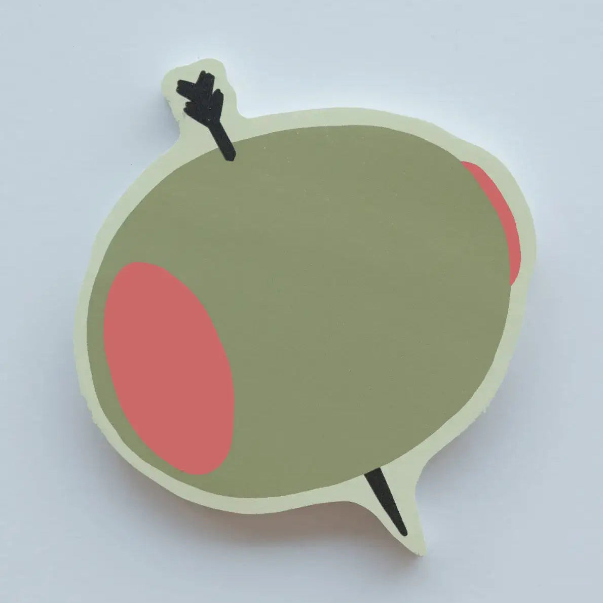 Decorative item resembling a stylized apple with a red core on a light gray background