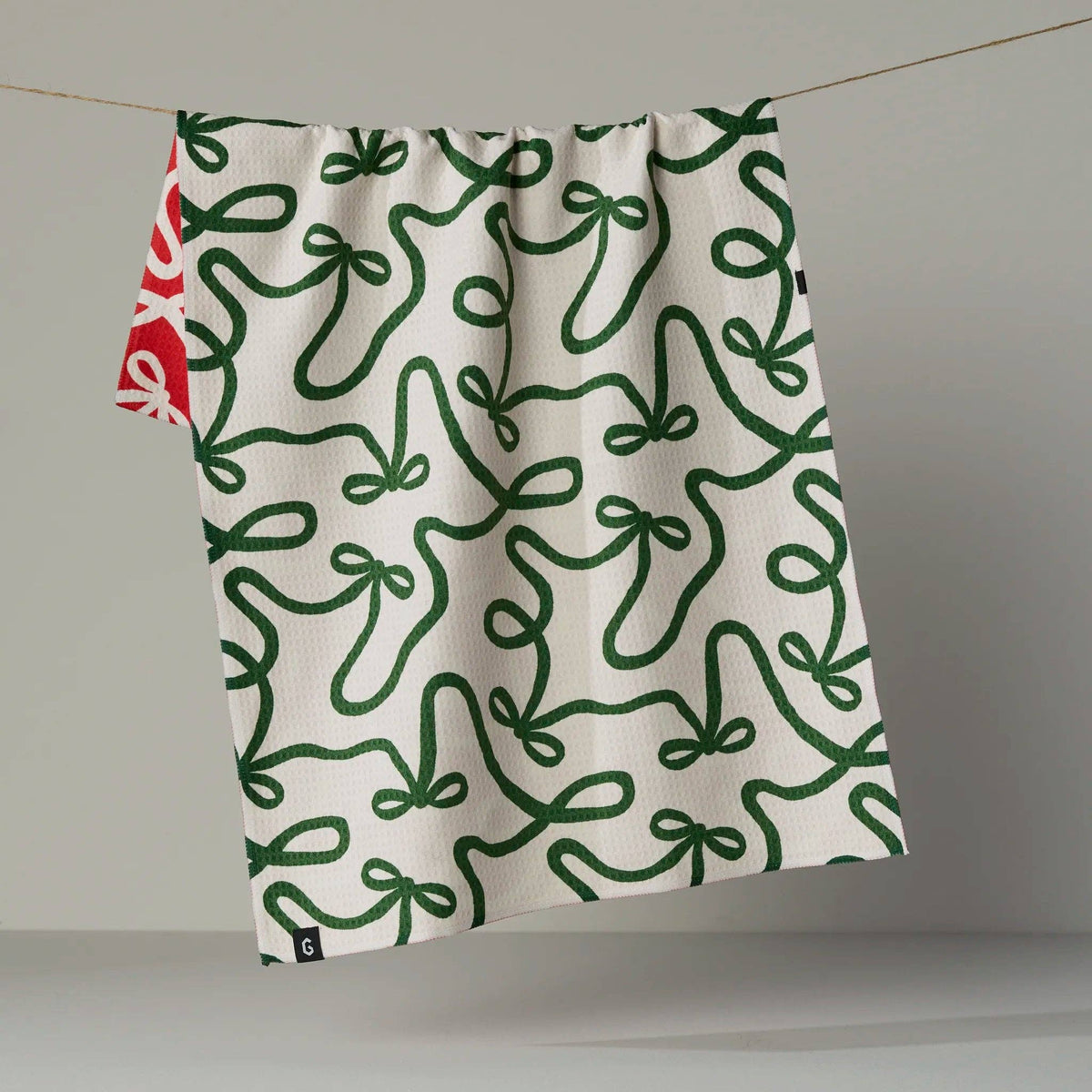 Holiday Bows Luxe Kitchen Towel - green bows