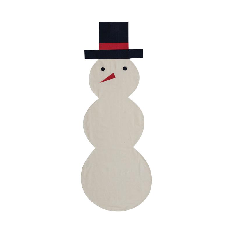 This Cotton Snowman Shaped Table Runner is the cutest way to brighten up your dining room! Perfectly crafted with snowman-shaped embroidery, this hand-made piece will bring a cheeky glint to your holiday decorations. Show your festive spirit and enjoy snowman-style snow days!     Dimensions   54"L x 21"W
