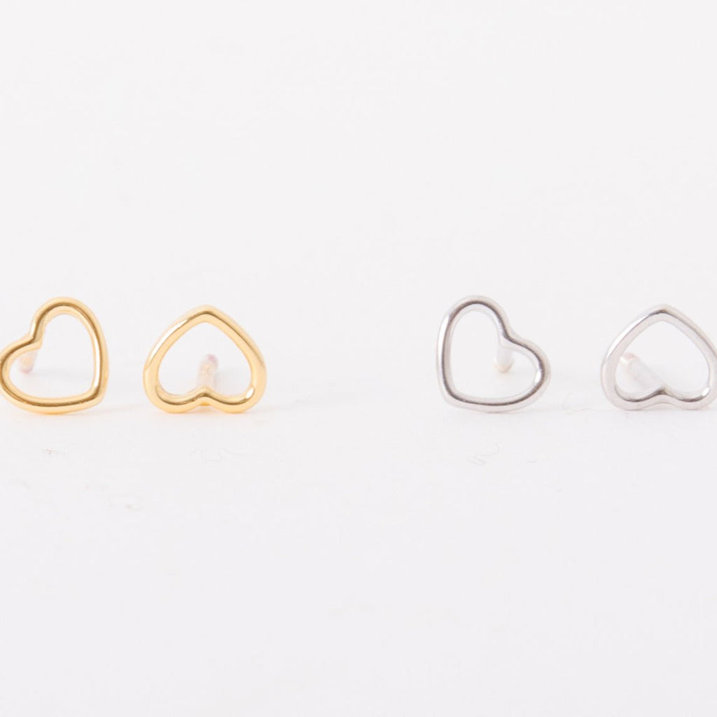 Hollow Heart Screwback Studs
