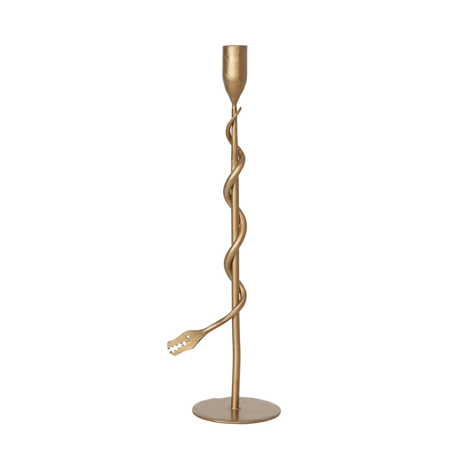 Hand-Forged Cast Iron Snake Wrapped Taper Holder