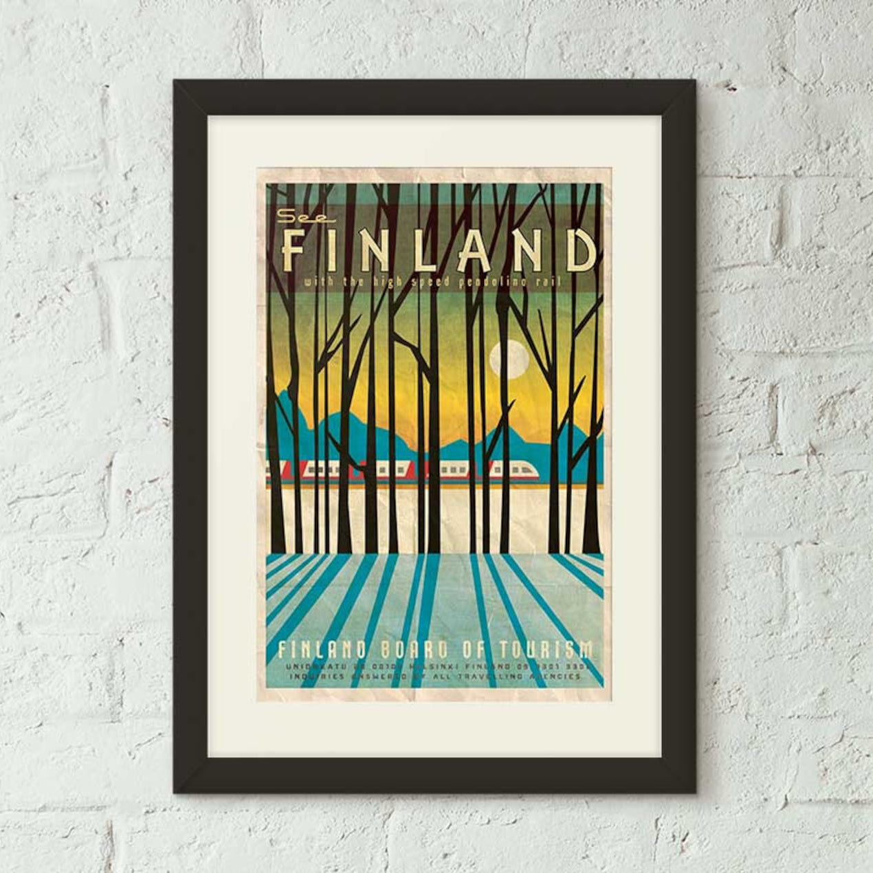 Finland Pendolino Rail - Vintage Style Travel Poster