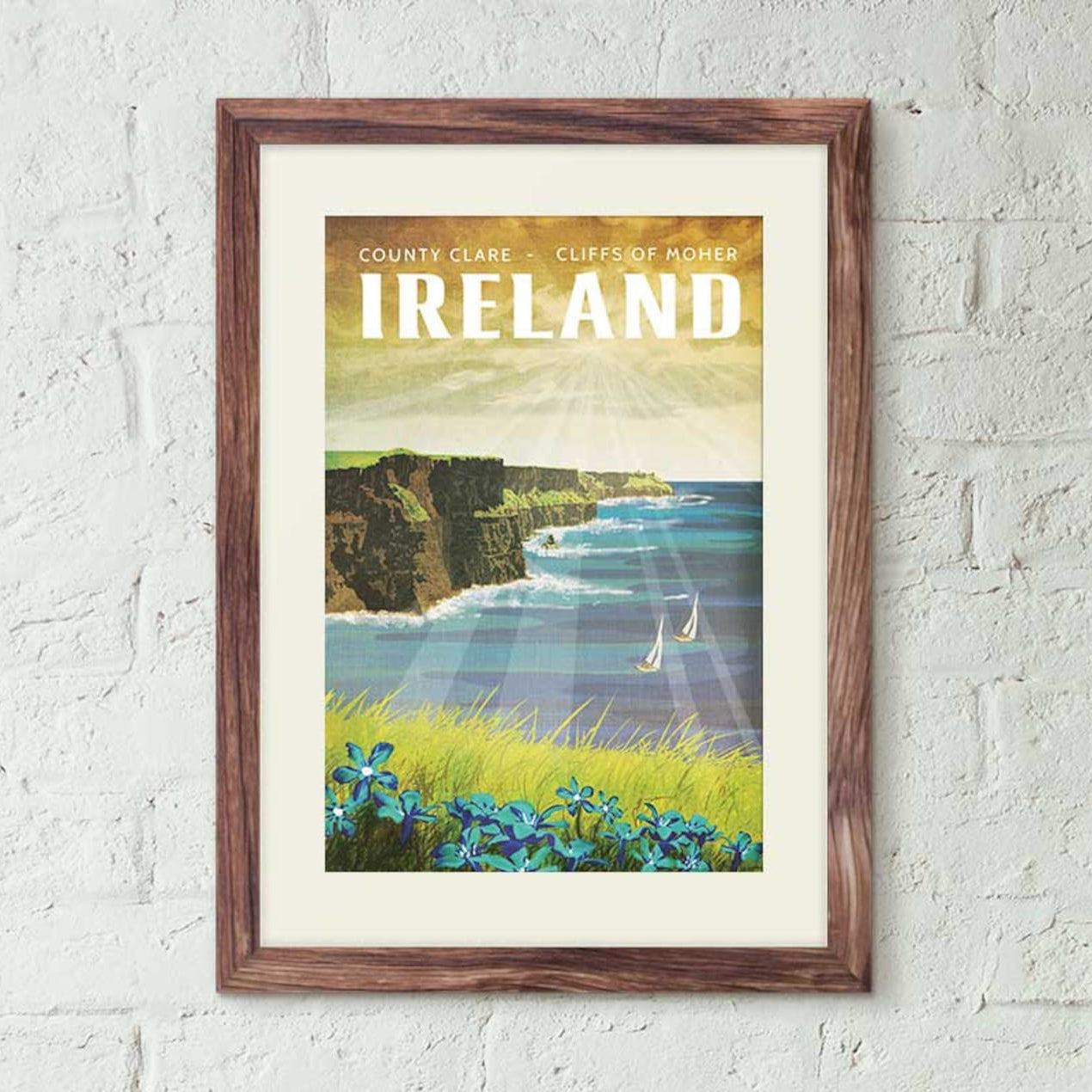 Ireland, Cliffs of Moher - Vintage Style Travel Poster