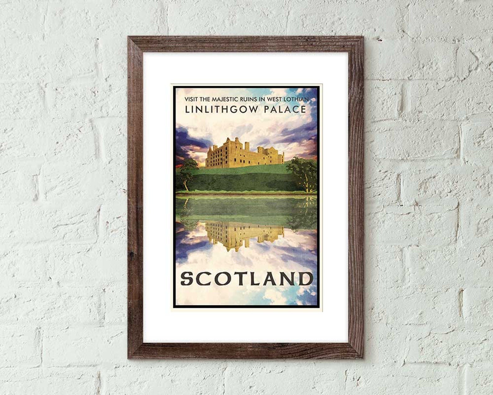 Scotland, Linlithgow Lake - Vintage Style Travel Posters
