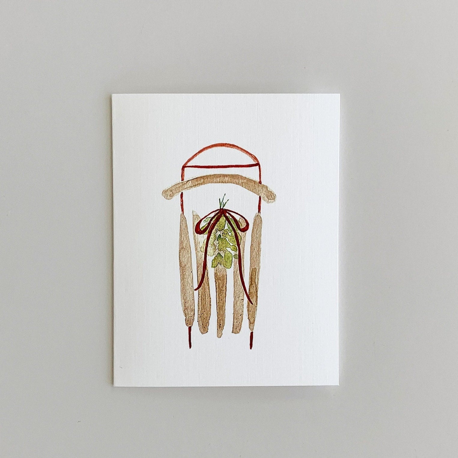 Sled Watercolor Greeting Card