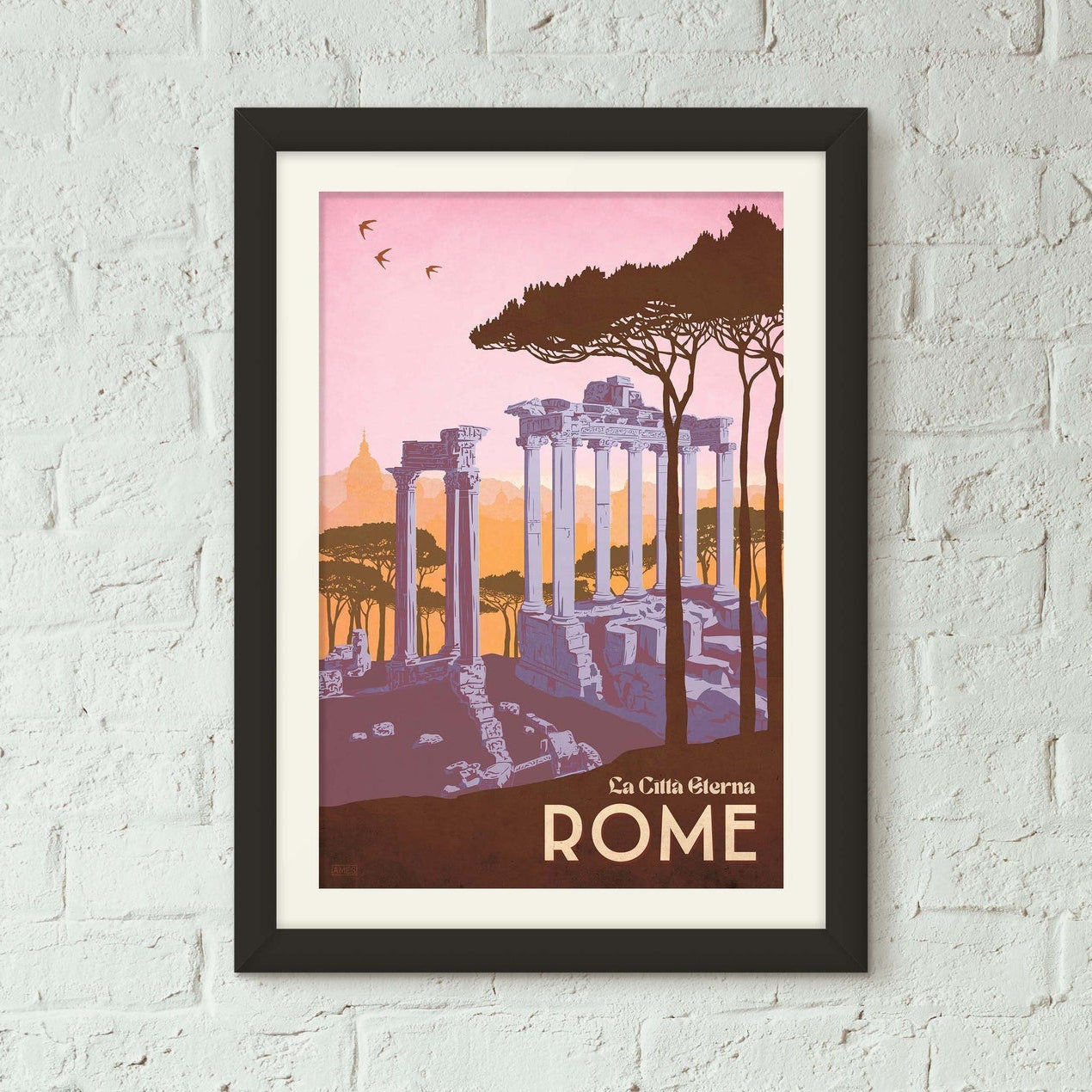 Rome Italy Vintage Style Travel Poster