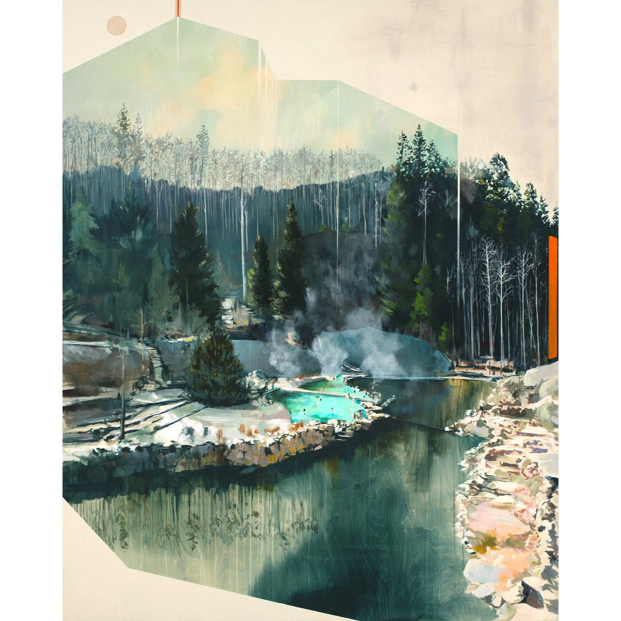 Painting of Strawberry hot springs in Colorado