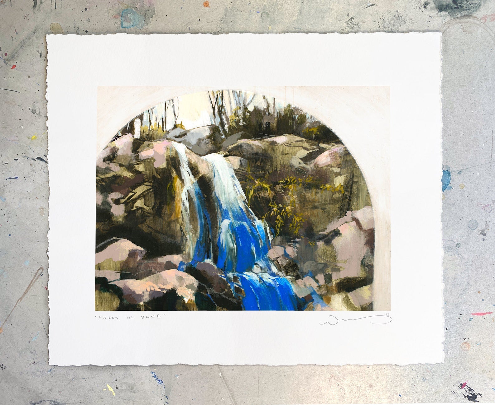 Falls in Blue Print
