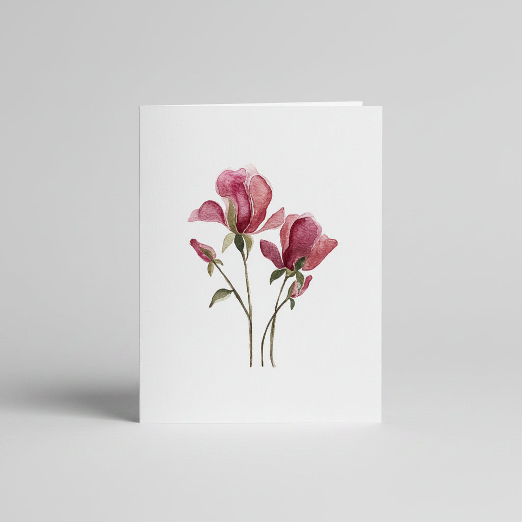 Rose Bud Watercolor Greeting Card