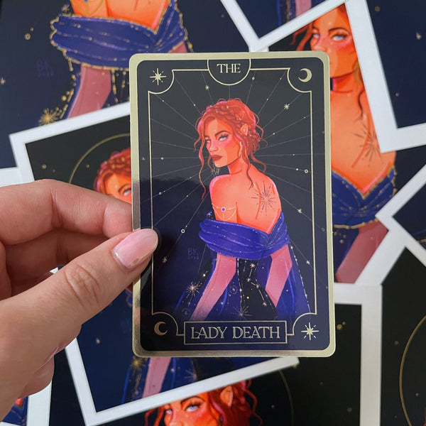 rare lady death cards Nesta Tarot Card Sticker Conquer the unknown with Krome Productions! Lady Death Comic Trading Cards