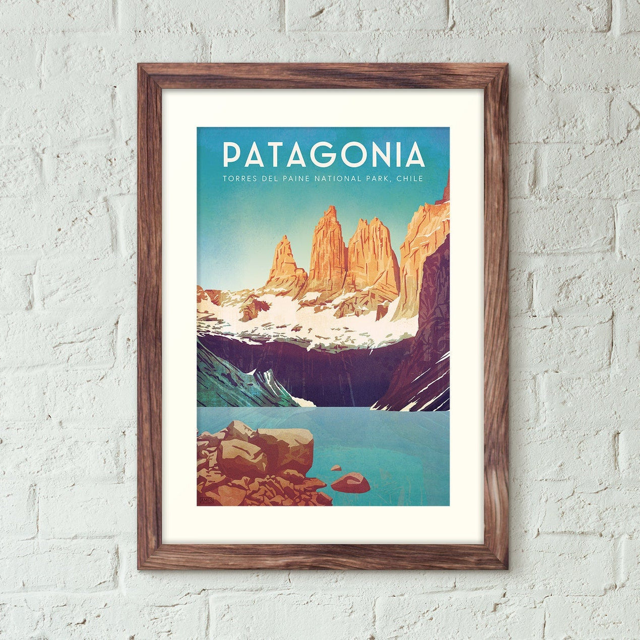 Chile Patagonia Vintage Style Travel Poster