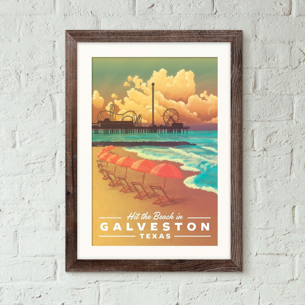 Galveston, Texas Vintage Style Travel Print