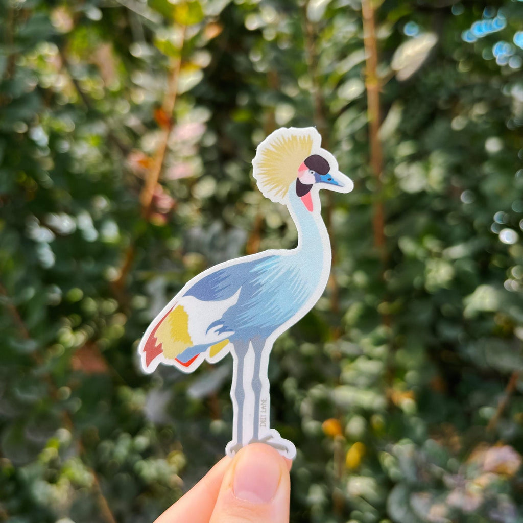 black crowned crane sticker
Width: 2 inches
Height: 3.5 inches