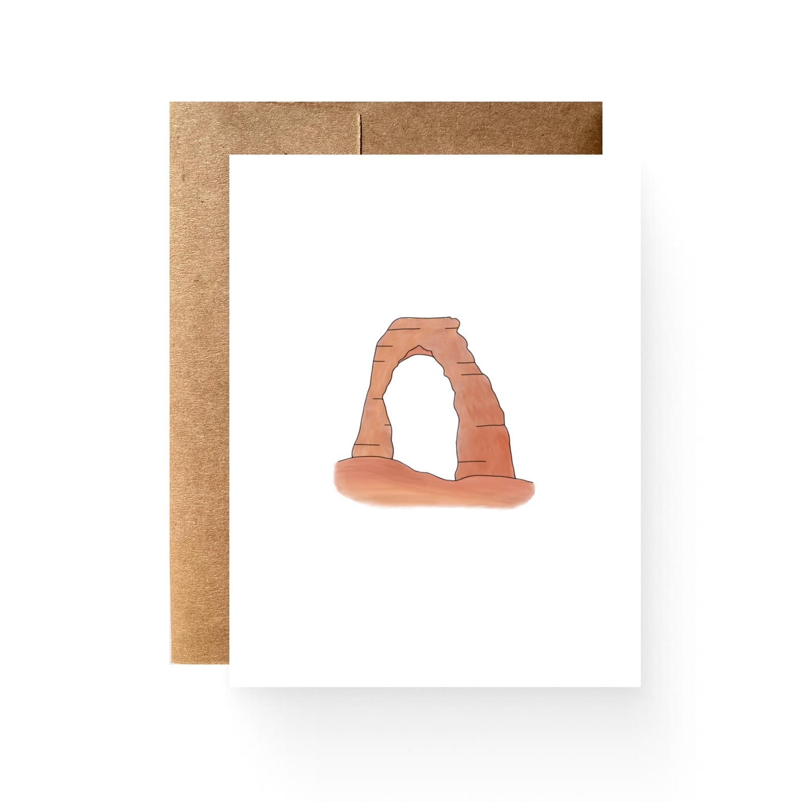 white card with a simple delicate arch illustration