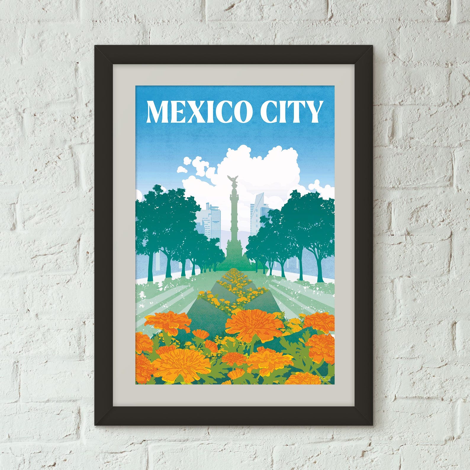 Mexico City, Mexico Vintage Style Travel Poster