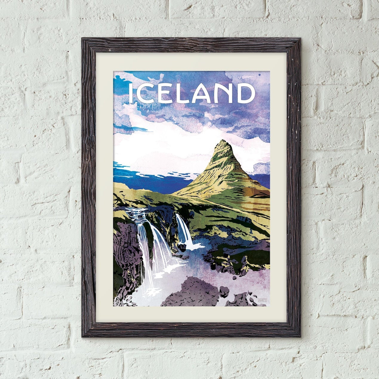Iceland Vintage Style Travel Poster