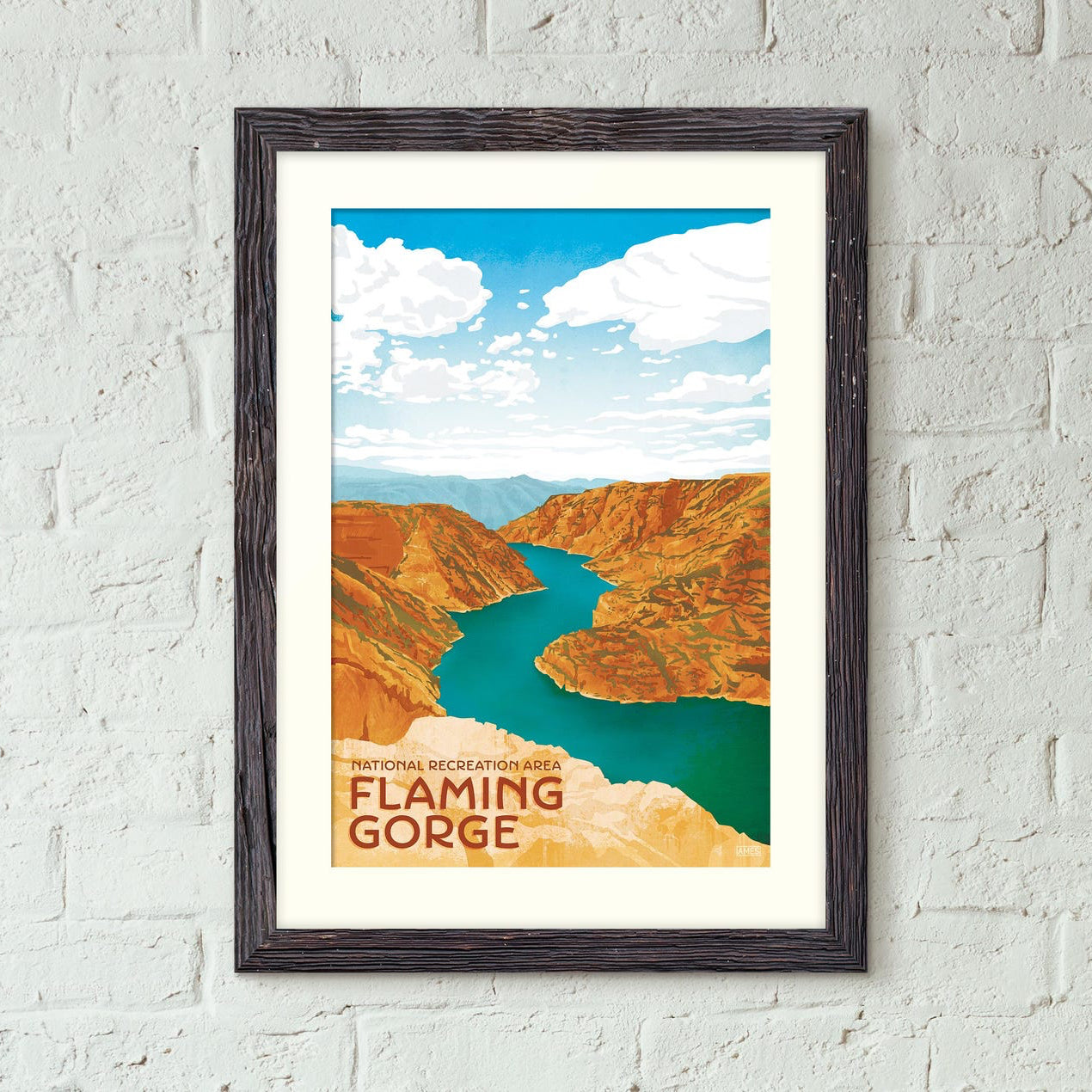 Flaming Gorge Vintage Style Travel Print