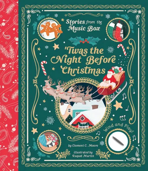 Simply turn the crank and let the nostalgic carol “Deck the Halls” set the scene as you settle down to share Clement C. Moore’s classic story “‘Twas Night Before Christmas.” The holidays never sounded so magical.