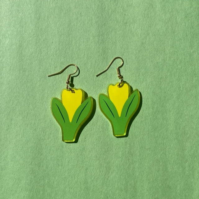 Yellow Tulip Earrings