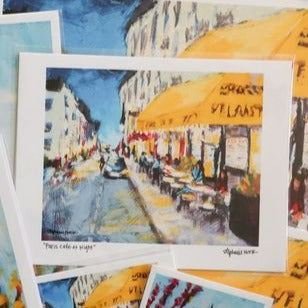 "Paris Cafe at Night" - Art Print by Stephanie Hock Fine Art