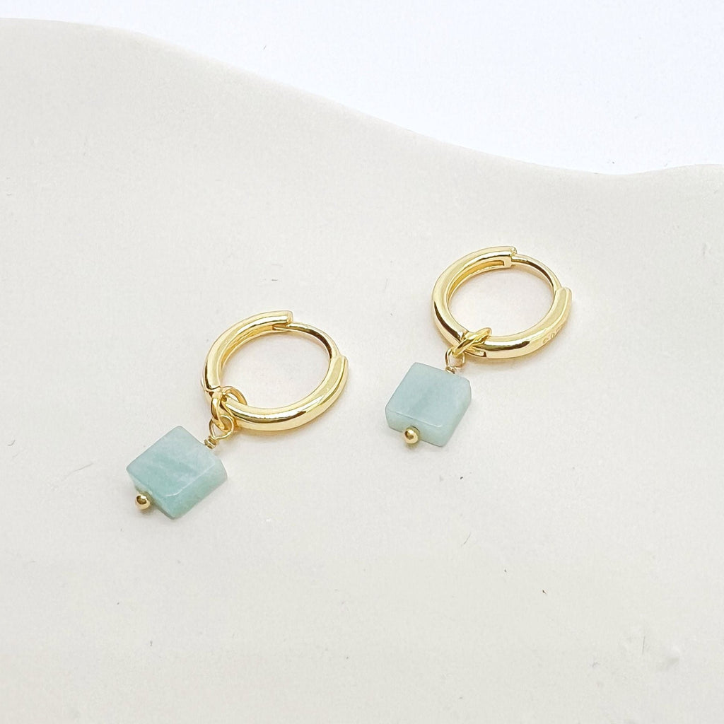 Natural Amazonite and gold plated steel