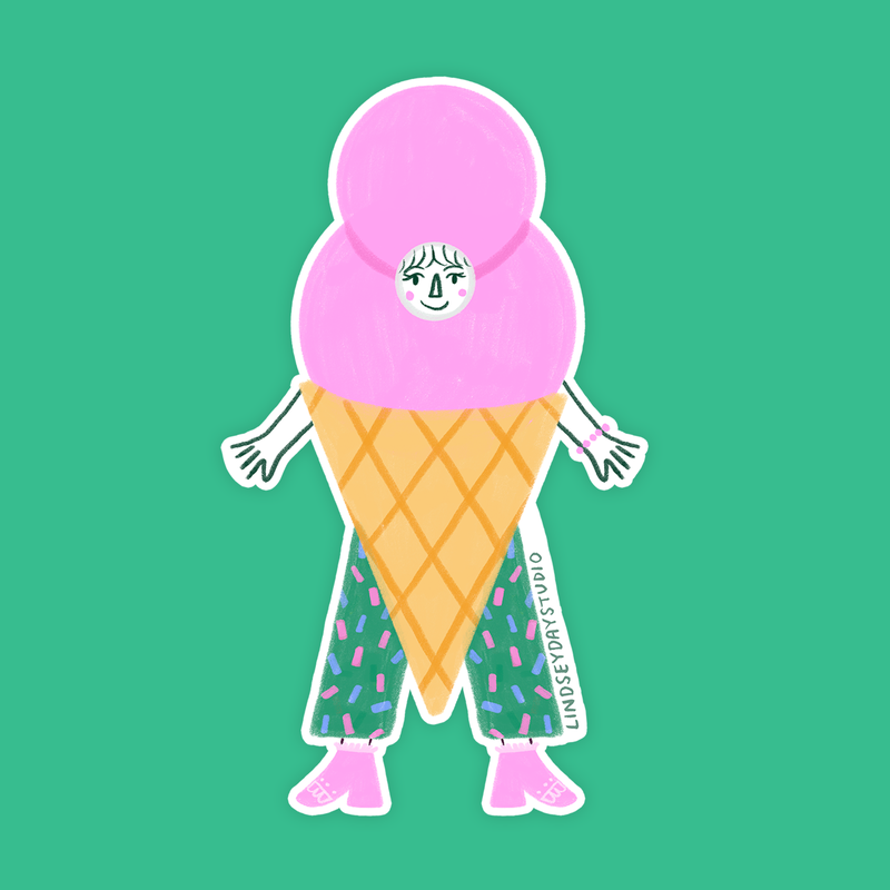 Ice Cream Girl Sticker