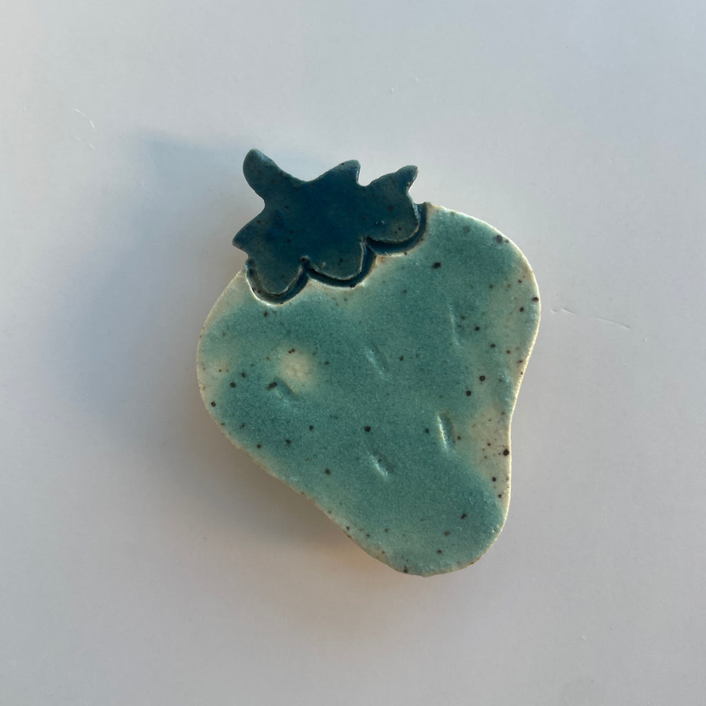 blue ceramic strawberry magnet