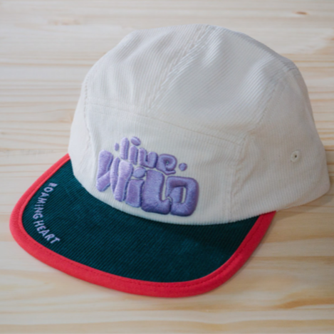 Live Wild purple stitching hat with red and green brim