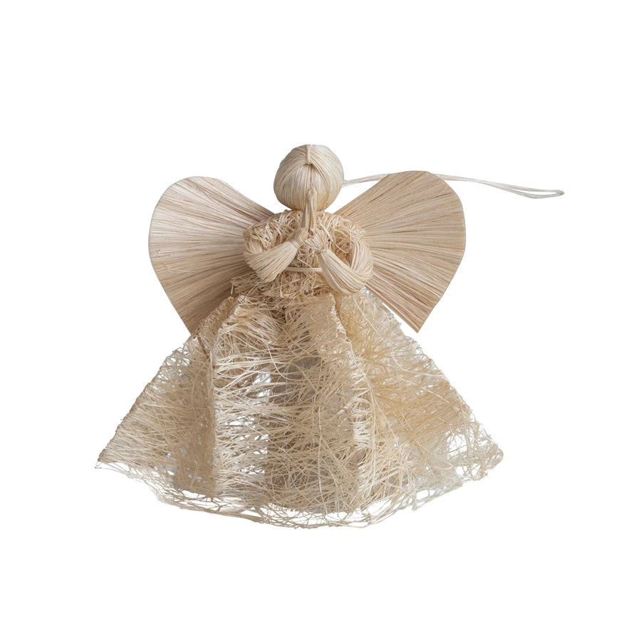 Bring some heavenly style to your holiday decor with this charming Handmade Abaca Angel Ornament! Crafted with love by gifted artisans, this piece is sure to flutter its way into your heart. Hang it on your tree or display it proudly on your mantel – no halo necessary!     Size  4-1/2"H 