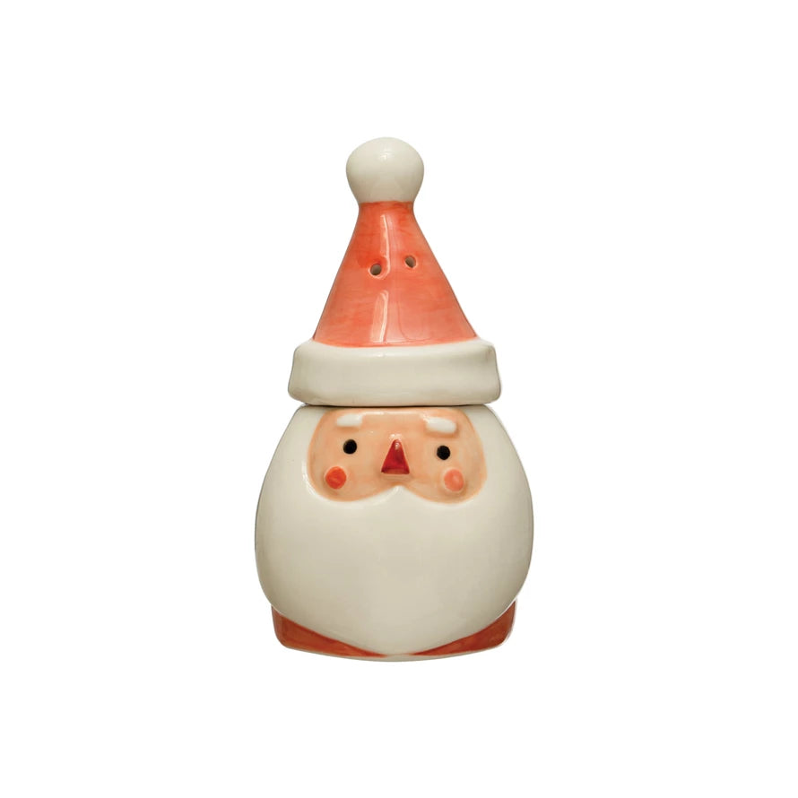 Stoneware Santa Salt & Pepper Shakers, Red & White, Set of 2     Size  4-1/2"H 
