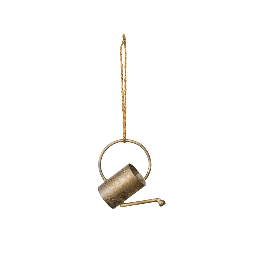 Quench your holiday decorating thirst with this antique brass Metal Watering Can Ornament! With its unique design and rustic finish, it'll give your holiday decor a touch of vintage charm that'll last for years to come!