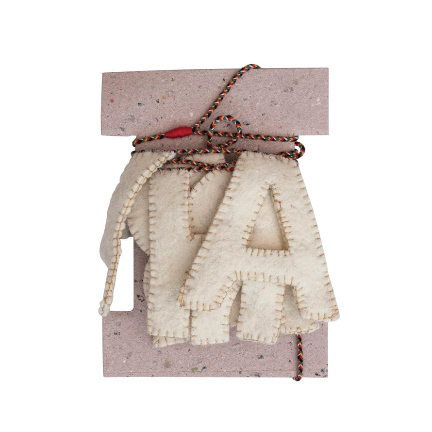 This handmade wool felt garland is the perfect way to add some Christmas cheer to your abode! With its multi-colored string and "Merry Christmas" design, it's sure to make your holidays ho-ho-ho-liday fabulous. So, deck your halls with some of this festive wool felt garland!        Size  72"L 
