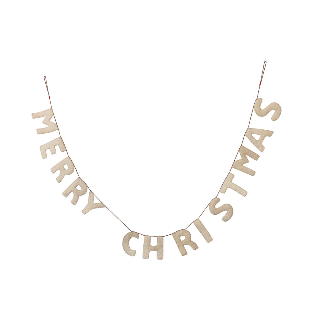 This handmade wool felt garland is the perfect way to add some Christmas cheer to your abode! With its multi-colored string and "Merry Christmas" design, it's sure to make your holidays ho-ho-ho-liday fabulous. So, deck your halls with some of this festive wool felt garland!        Size  72"L 