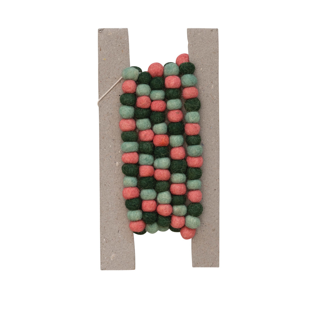 Brighten up your space with this cheerful felt ball garland! Our handmade wool felt balls come in cheerful pink,green & mint colors that will bring a sense of fun to any room. Hang these adorable balls up for a party-perfect look! Yay!!