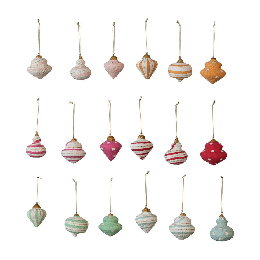 Handmade Paper Mache Ornament - 18 Styles