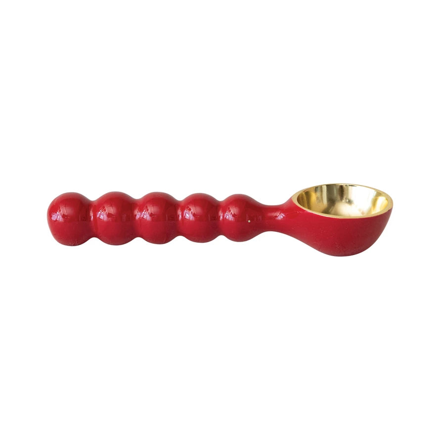 Enameled Aluminum Ice Cream Scoop - Red & Gold Finish