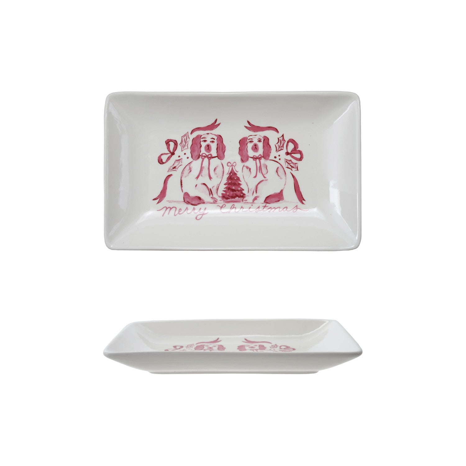 Festive Staffordshire Dogs Stoneware Dish