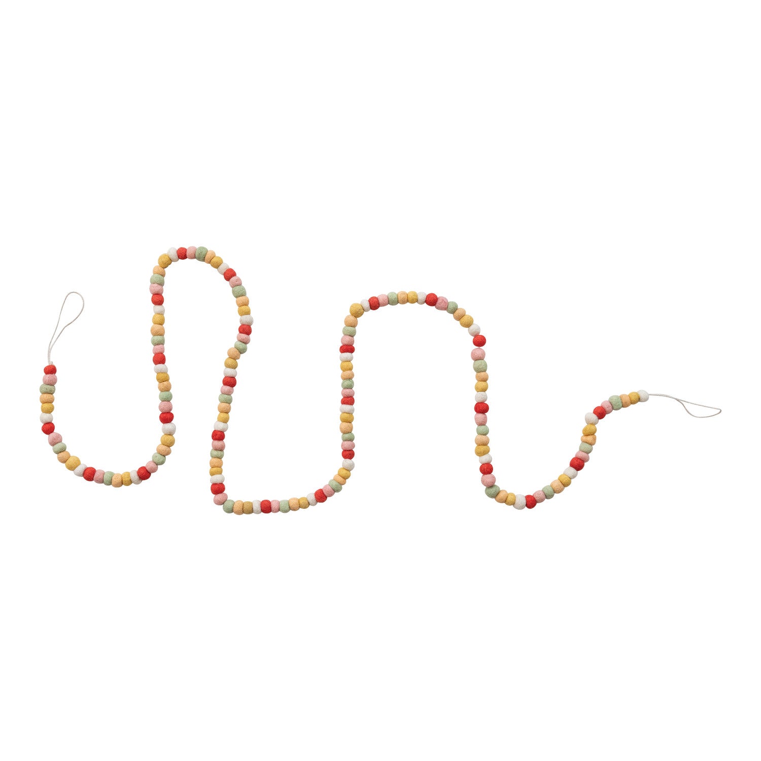 Colorful beaded necklace on a white background