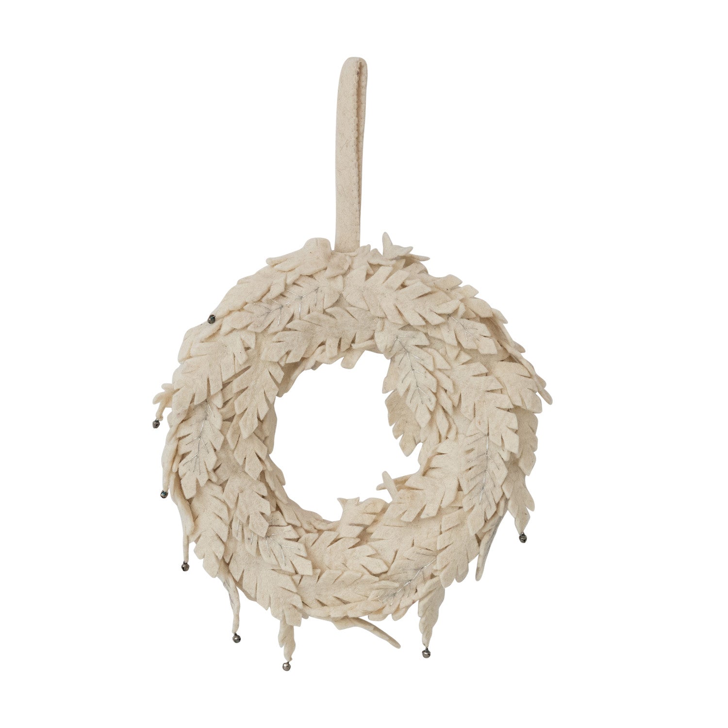 Wool Felt White Winter Foliage Wreath