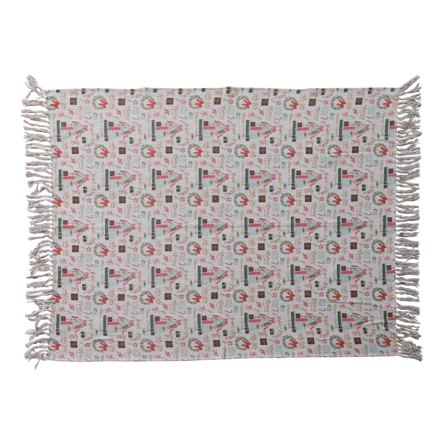 Cotton Slub Holiday Gifting Fringed Throw