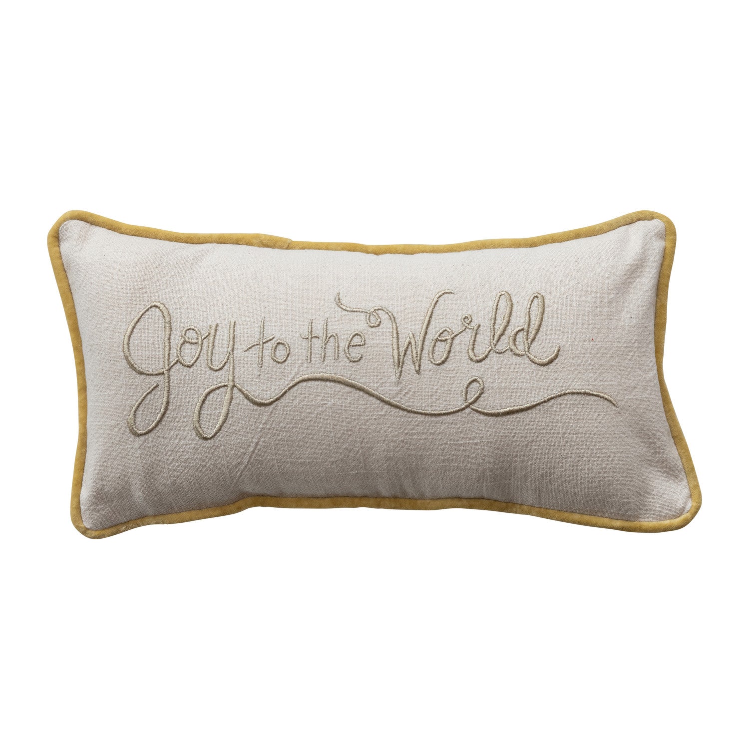 Embroidered "Joy to the World" Lumbar Pillow